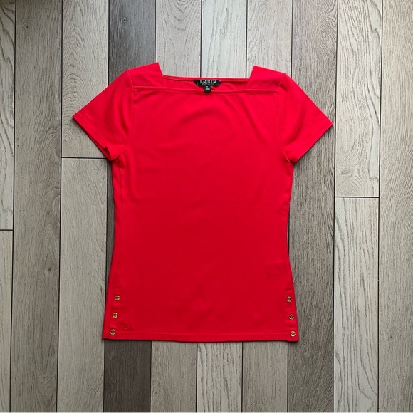 Lauren Ralph Lauren Vibrant Red Short Sleeve Top - Picture 1 of 6